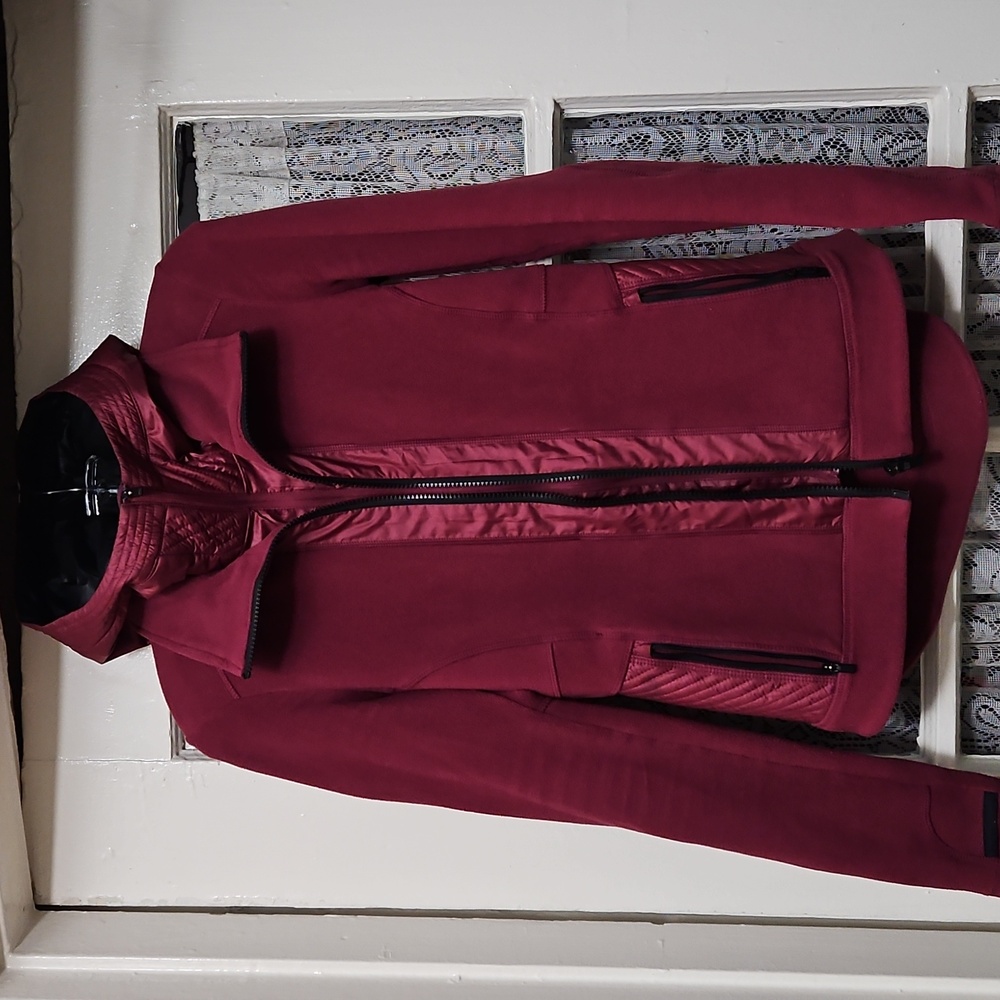 Athleta Womens Fleece Hooded Jacket, Dark Pink